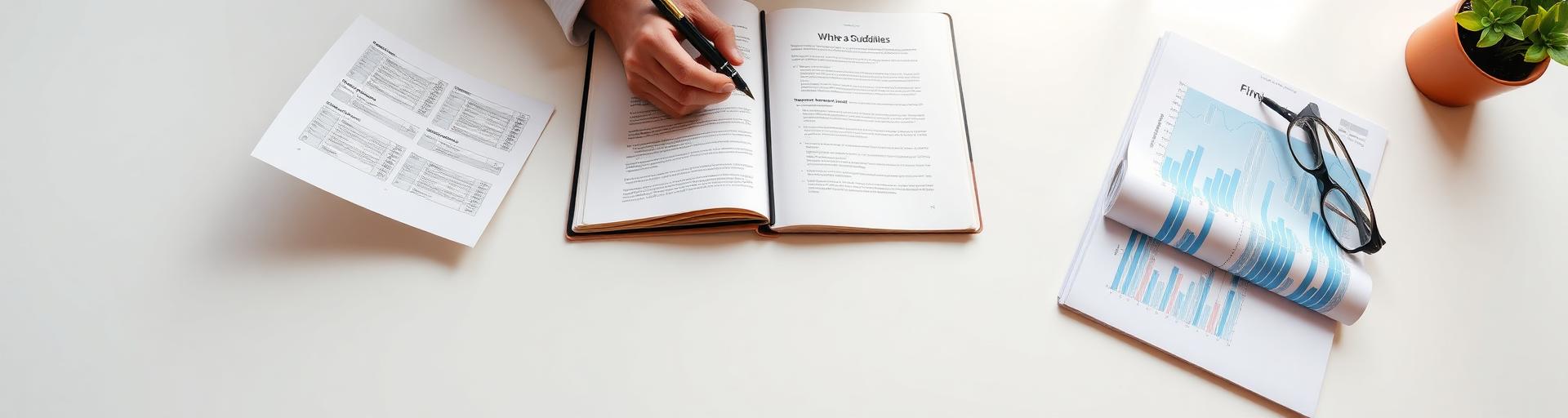 Open finance guide and notes on a bright desk