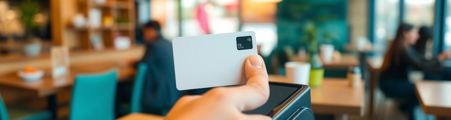 Contactless card payment at a cafe terminal