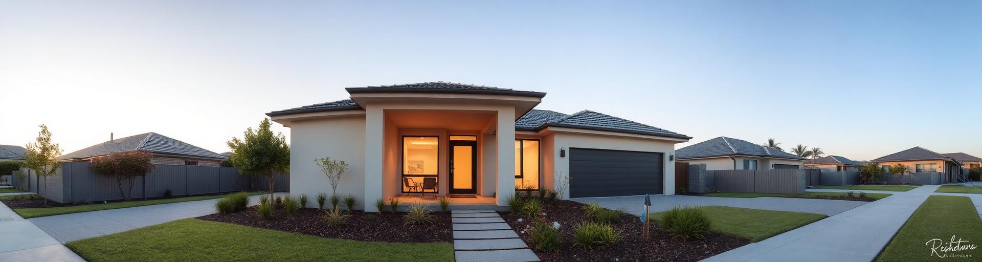 Modern Australian suburban home at dusk