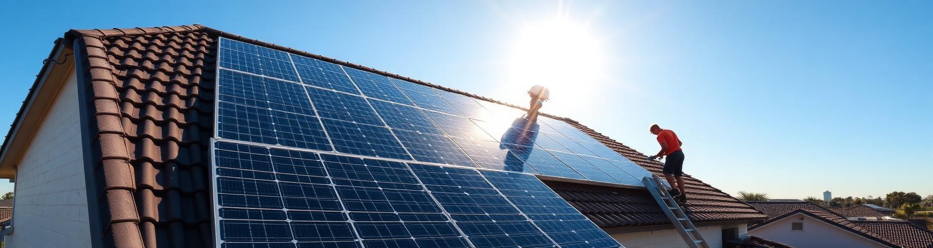 Solar panels being installed on a house roof