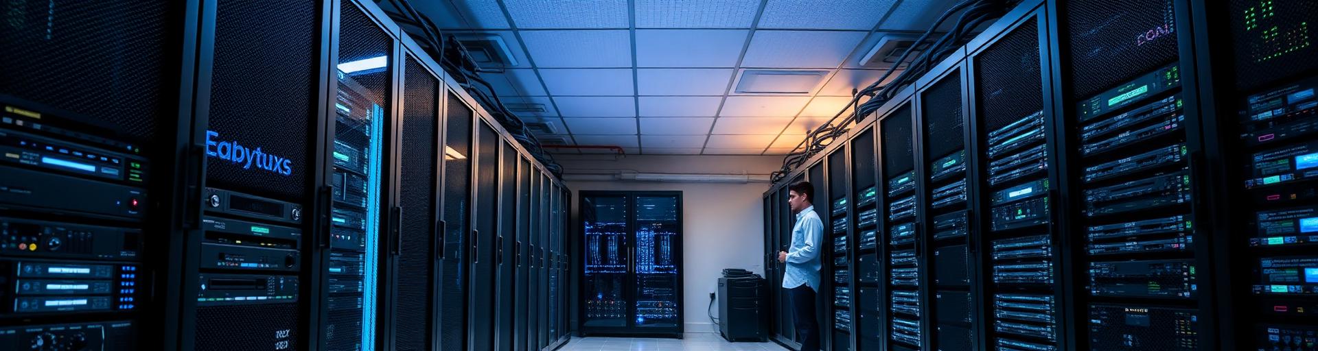 Server racks and IT hardware in a tech room